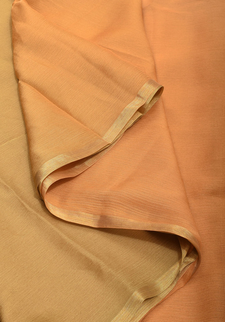 Bollywood style ombré pure chiffon Saree in Aqua and Peach, No Blouse Piece