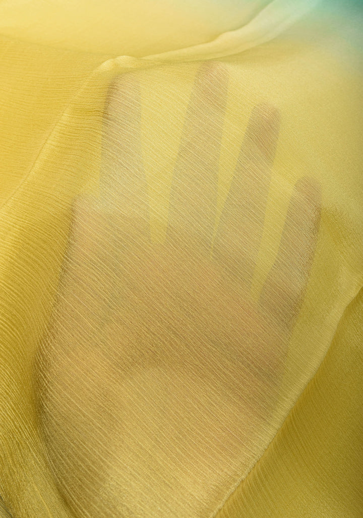 Bollywood style ombré pure chiffon saree , No Blouse Piece
