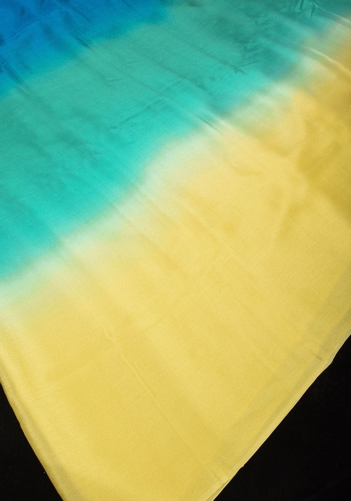Bollywood style ombré pure chiffon saree , No Blouse Piece