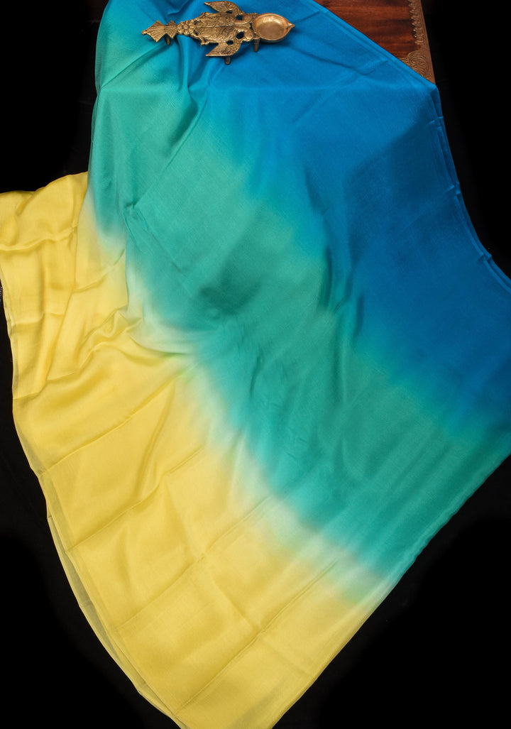 Bollywood style ombré pure chiffon saree , No Blouse Piece