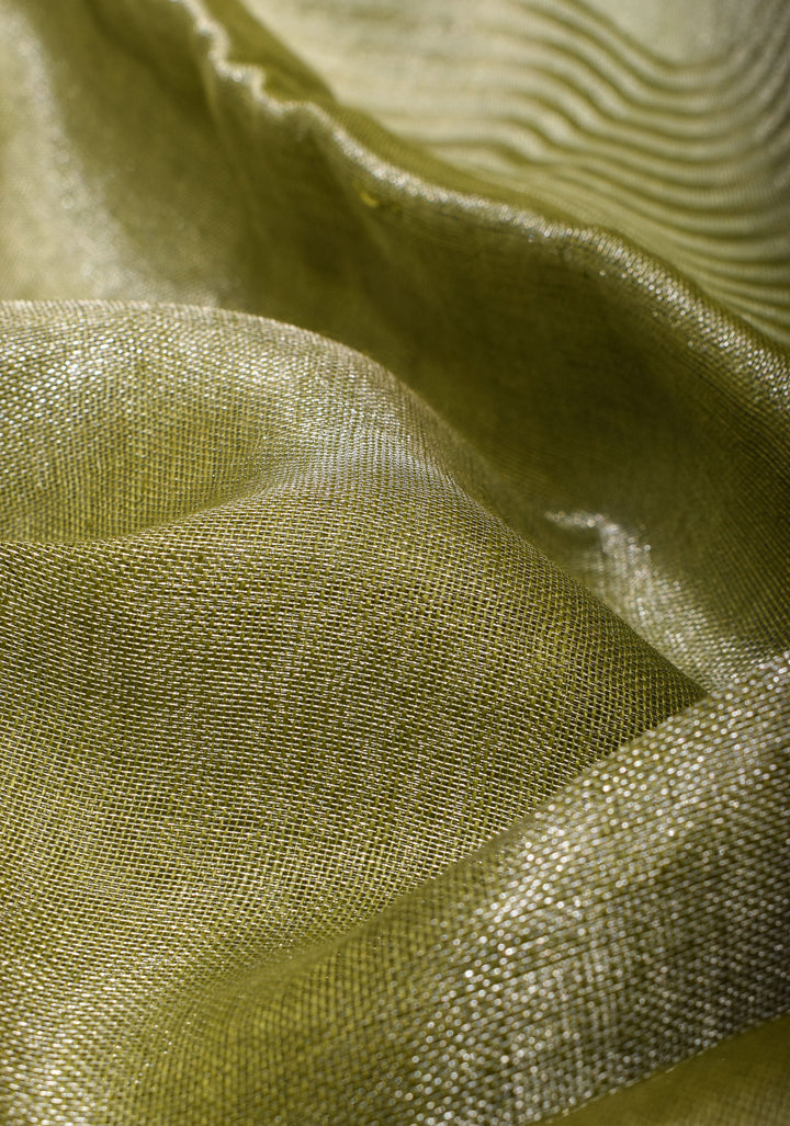 Henna Green and Silver Tissue Linen Saree