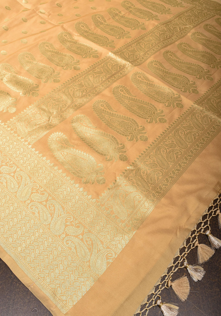 Sandalwood Art Silk Saree With Chand Tara Buttas