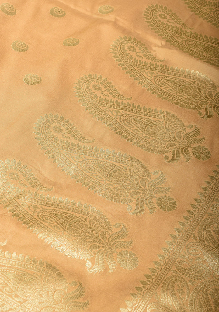 Sandalwood Art Silk Saree With Chand Tara Buttas