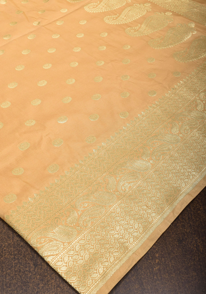 Sandalwood Art Silk Saree With Chand Tara Buttas