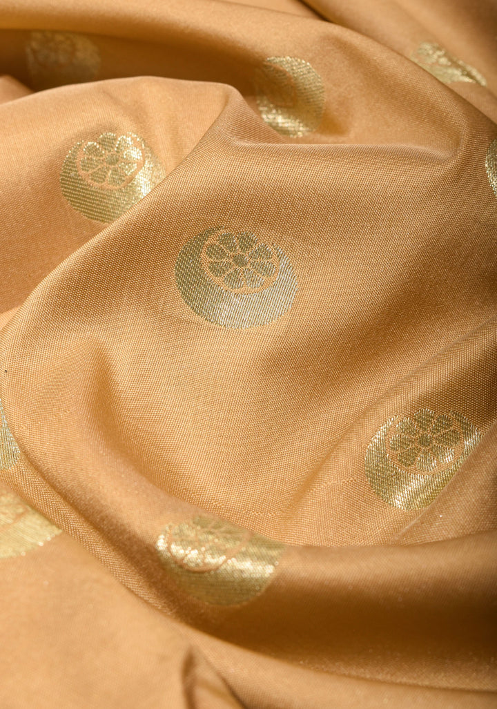 Sandalwood Art Silk Saree With Chand Tara Buttas