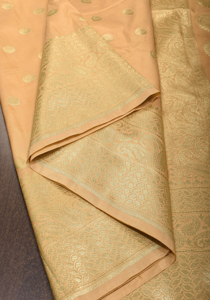 Sandalwood Art Silk Saree With Chand Tara Buttas
