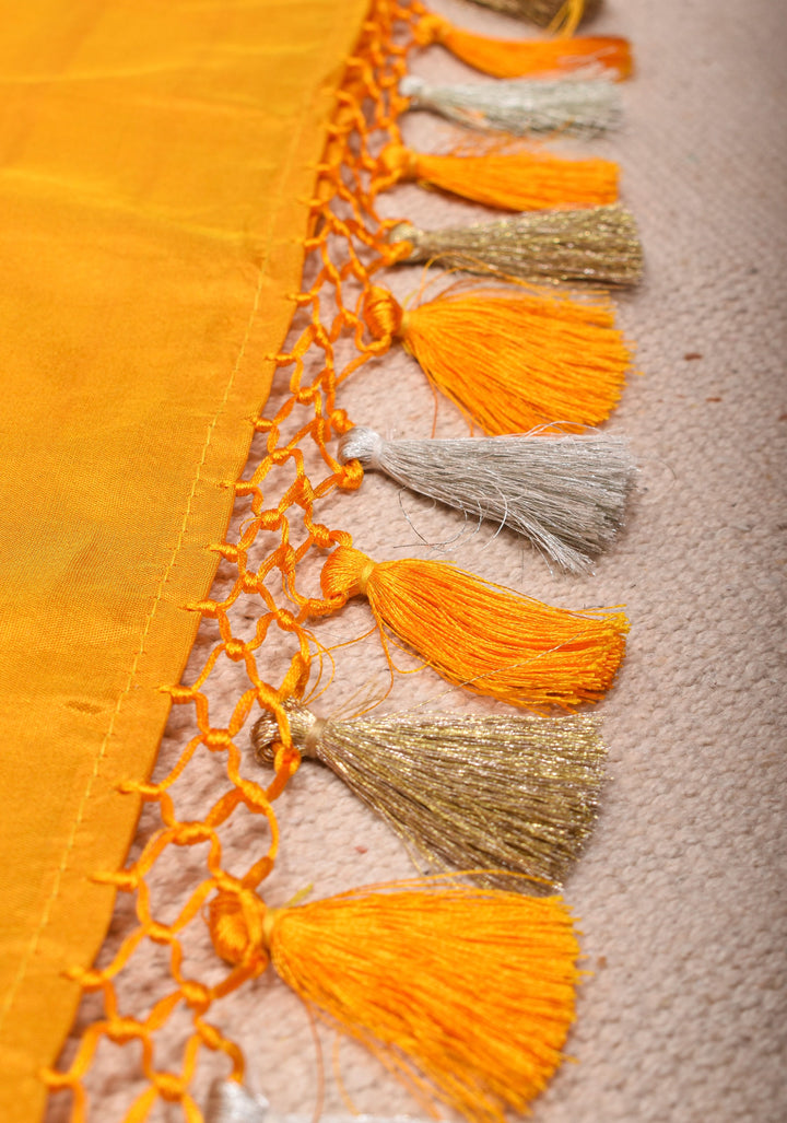 Yellow Banarasi Katan Silk Saree with Large Paisley Motifs and Floral Border  | SILK MARK CERTIFIED