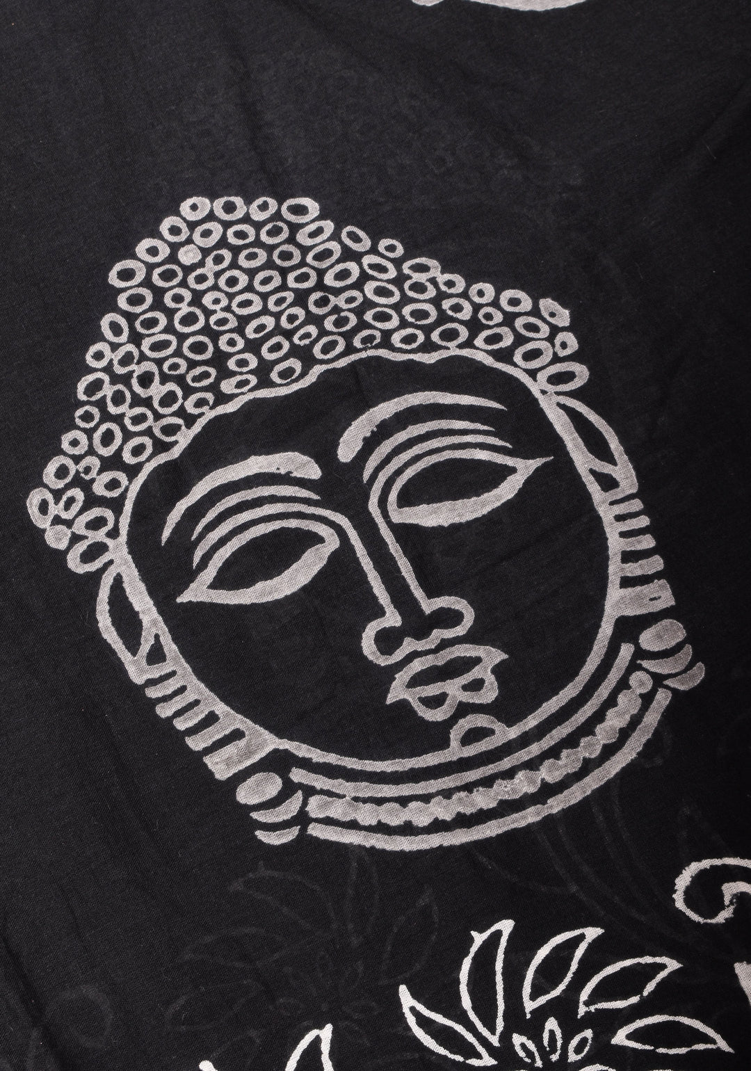 Sanganeri Hand block Printed Mul Cotton Saree in Black with Orange