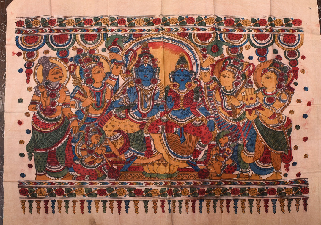 47x 44 Authentic Pen Kalamkari Wall mural on fabric, unframed