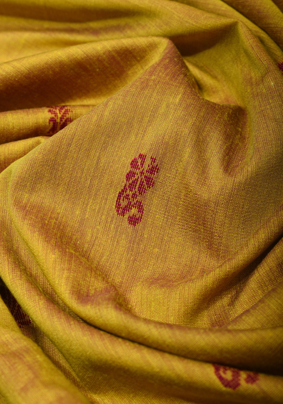 Sulphur Yellow Cotton Silk Saree with Zari Buttas and Contrast Zari Border