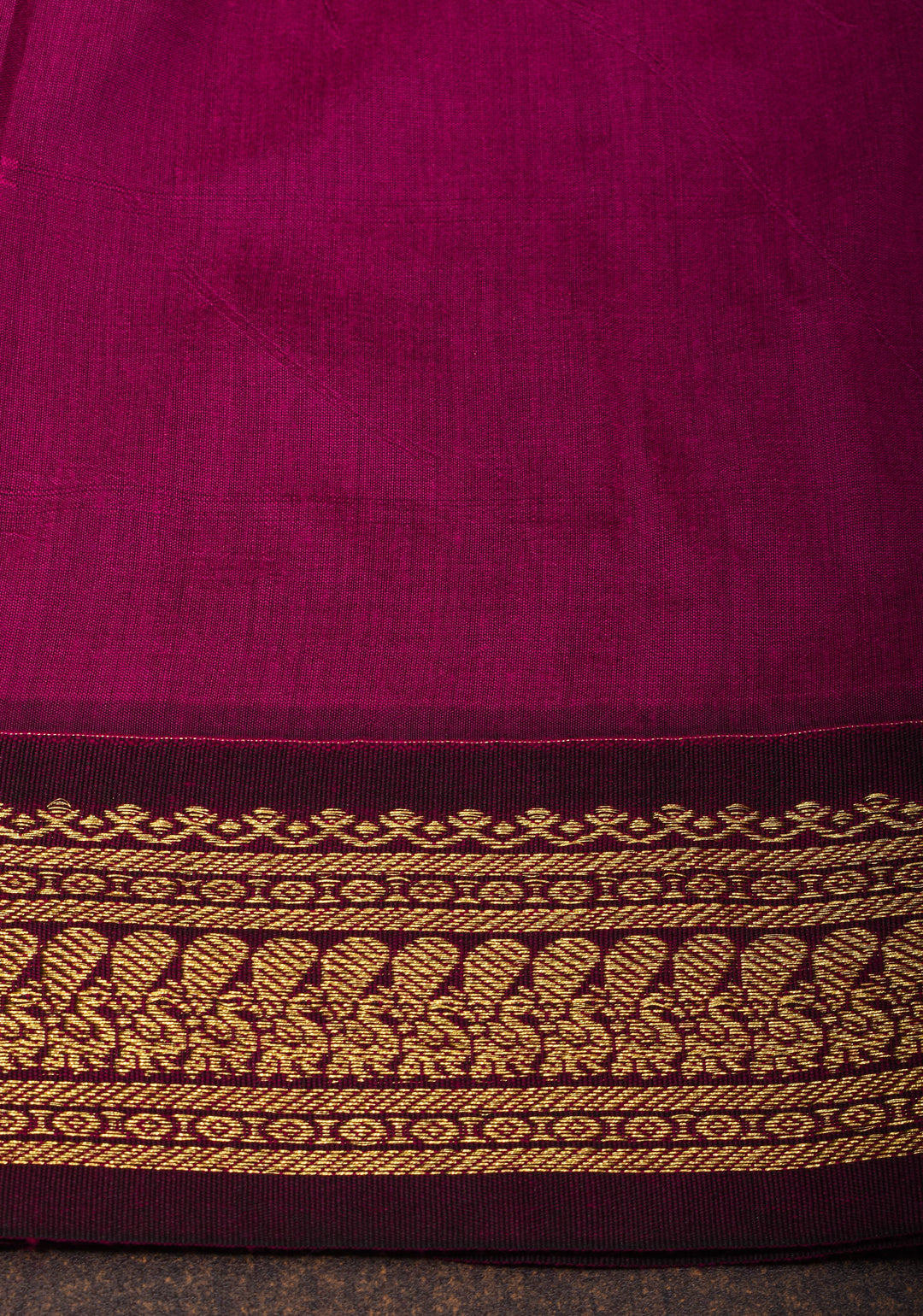 Leaf Green Venkatagiri Cotton Silk Saree with Maroon Contrast Zari Borders