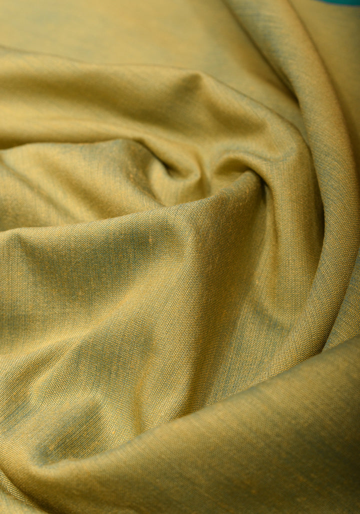 Elegant Tan Dual-Tone Silk Saree with Contrasting Teal Border