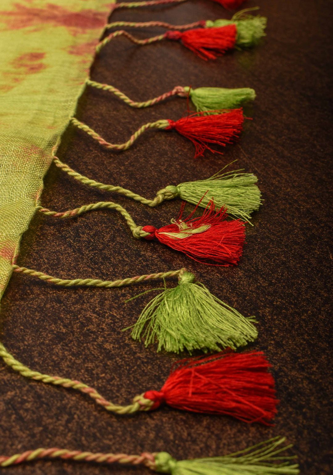 Off White and Green Shibori Linen by Linen Saree and Zari Border