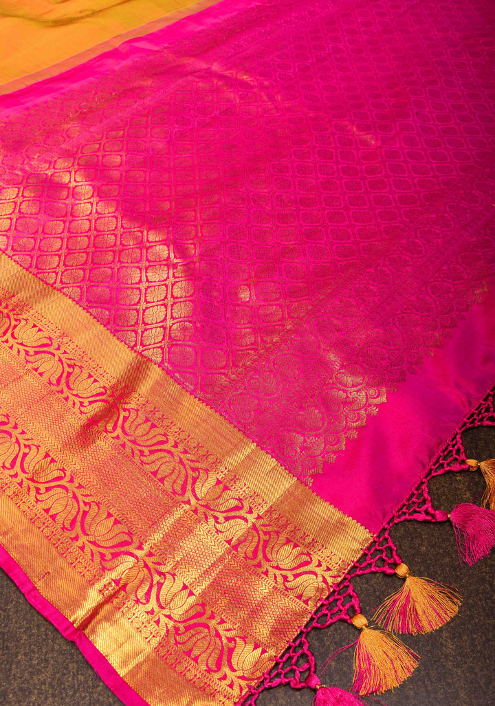 Vibrant Orange Pure Kanjivaram Silk Saree with Paisley Motifs and Wide  Zari Border | SILK MARK CERTIFIED