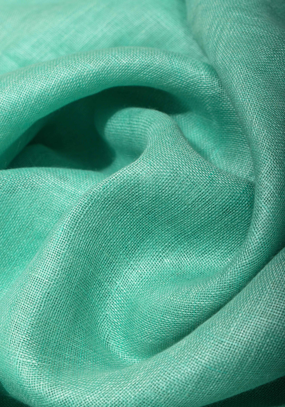 Seafoam Green Linen By  Linen Saree with Zari Border and Multicolor Tassels on Pallu