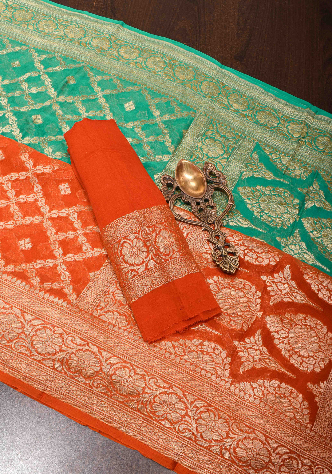 Ombre Shaded Pure Silk Georgette Banarasi Saree with Jaal Design | SILK MARK CERTIFIED