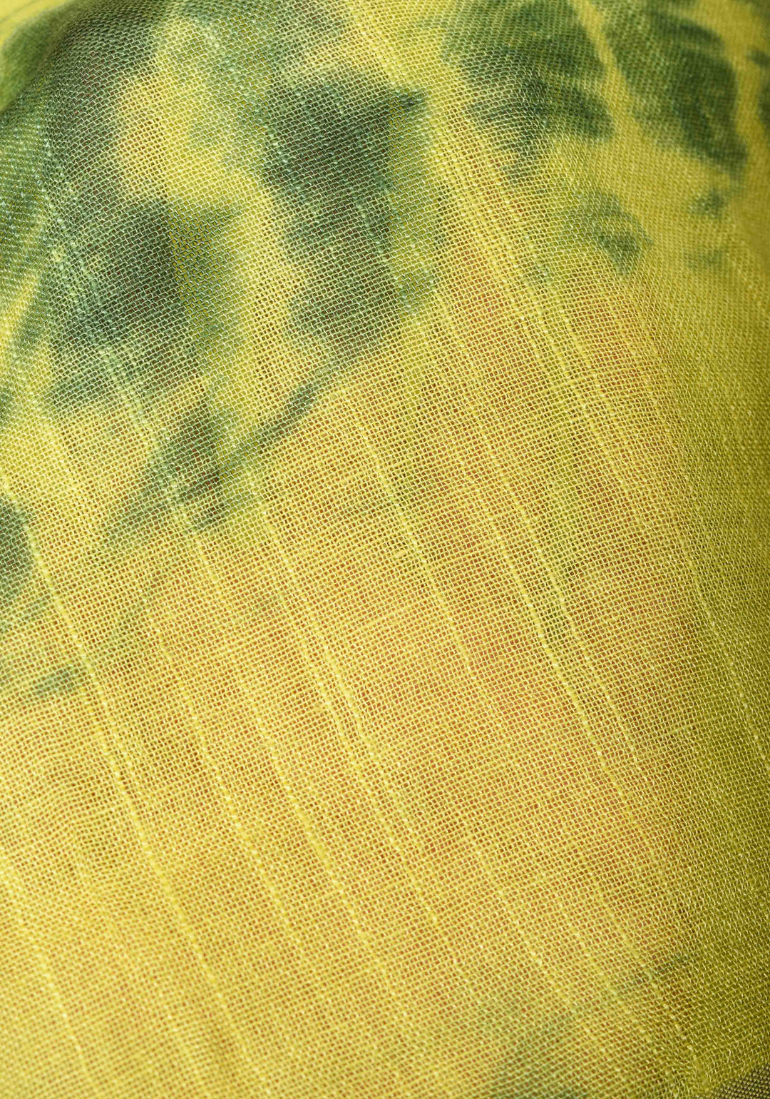 Shibori in Yellow and Green on Pure Linen by Linen Saree with Zari Border and Bandhej on Pallu