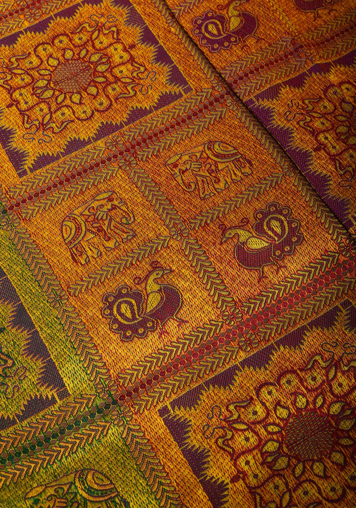 Kanjivaram Silk Saree with Meenakari Patola Brocade and sequins lace Border | SILK MARK CERTIFIED