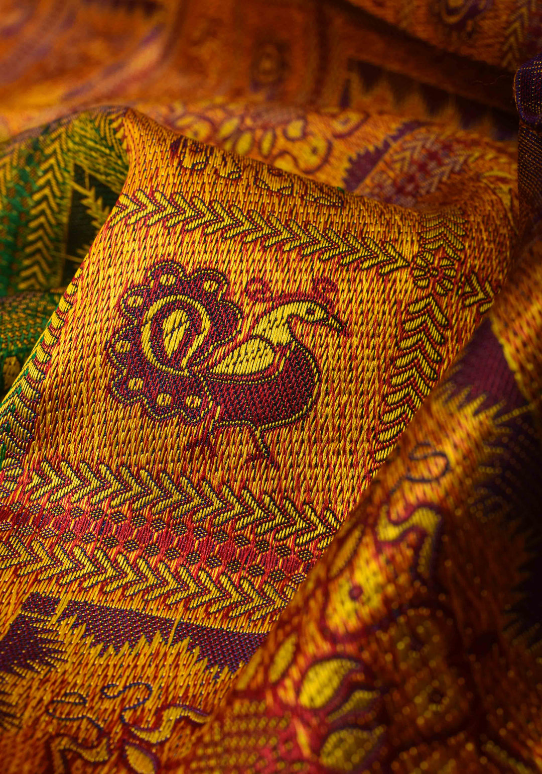 Kanjivaram Silk Saree with Meenakari Patola Brocade and sequins lace Border | SILK MARK CERTIFIED