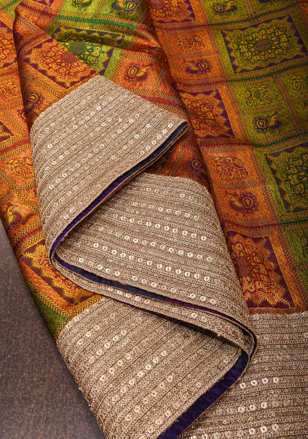 Kanjivaram Silk Saree with Meenakari Patola Brocade and sequins lace Border | SILK MARK CERTIFIED