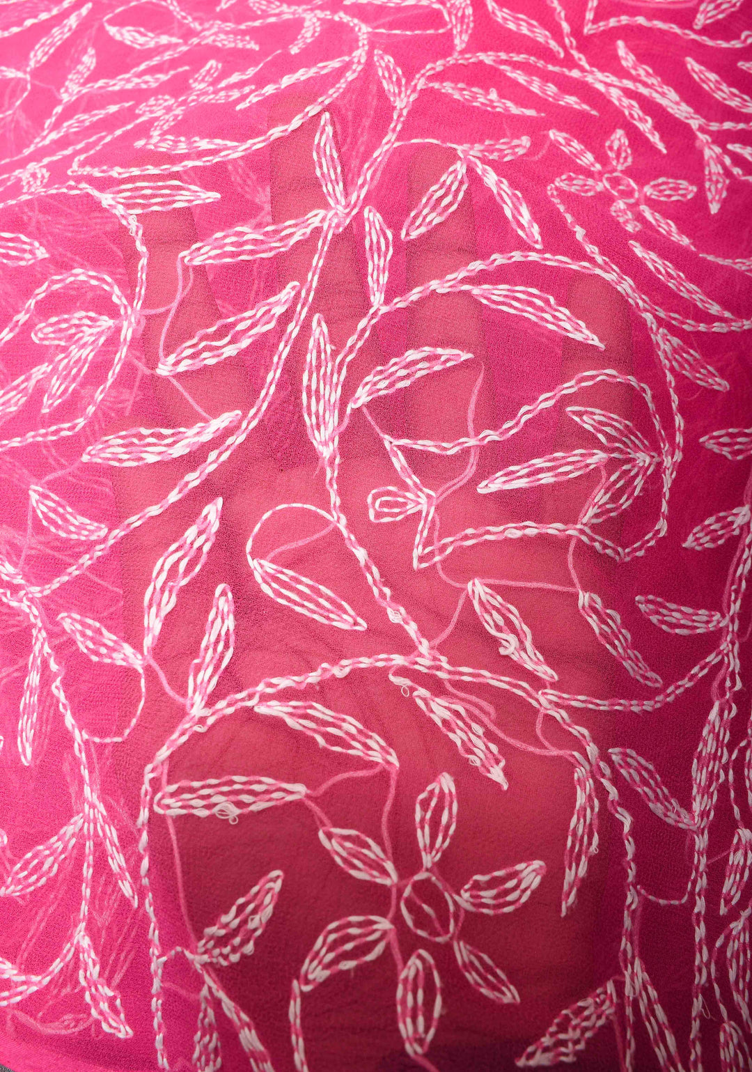 Pink Authentic Hand Tepchi Chikankari Full Jaal work on Georgette Saree