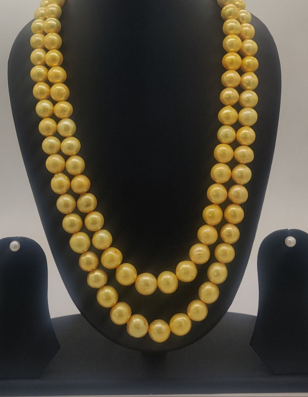 Golden Radiance Double-Line Freshwater Pearl Necklace Set | SHOBITAM