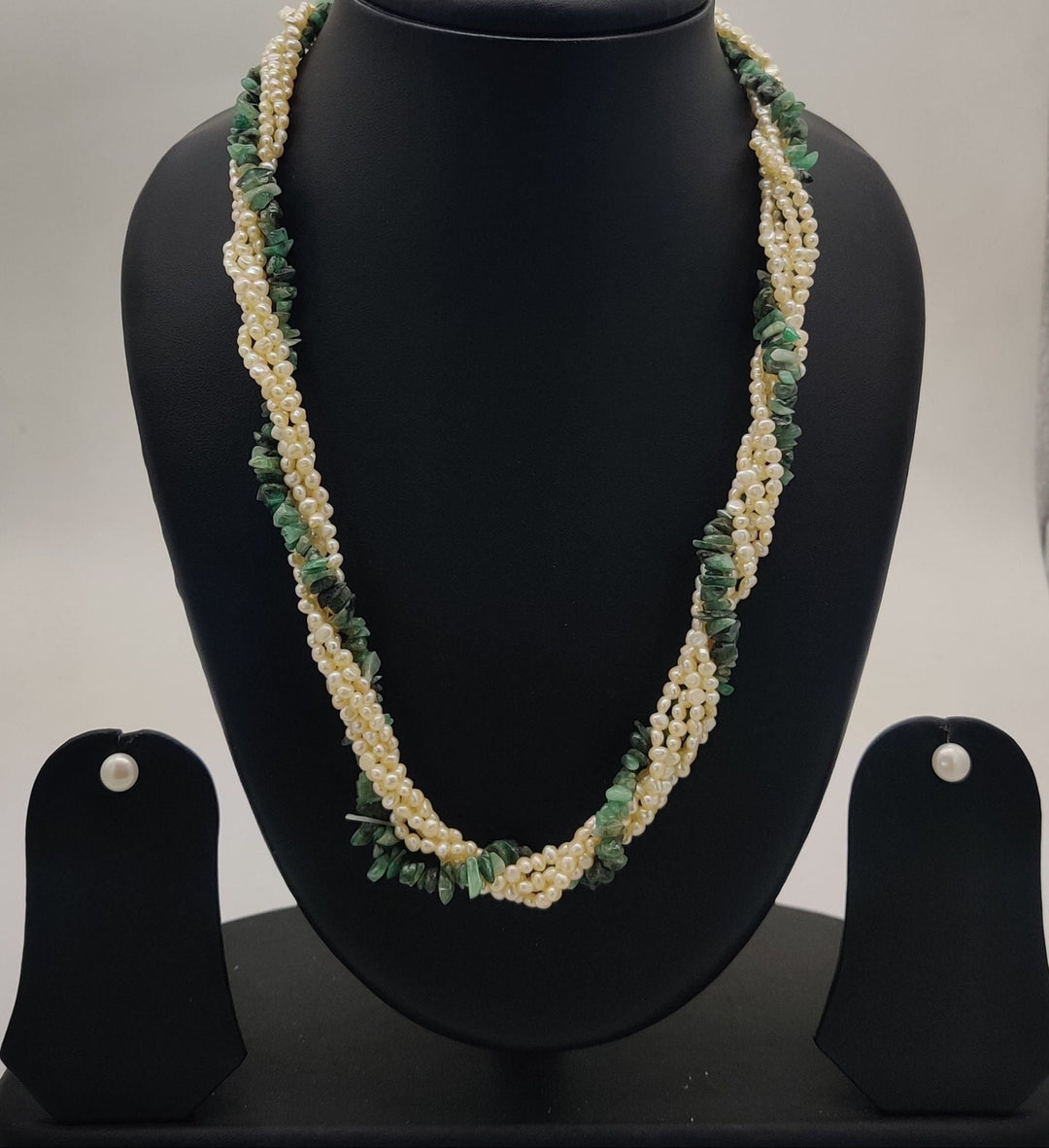Multi Strand Freshwater Pearl Necklace & Earrings Set | SHOBITAM