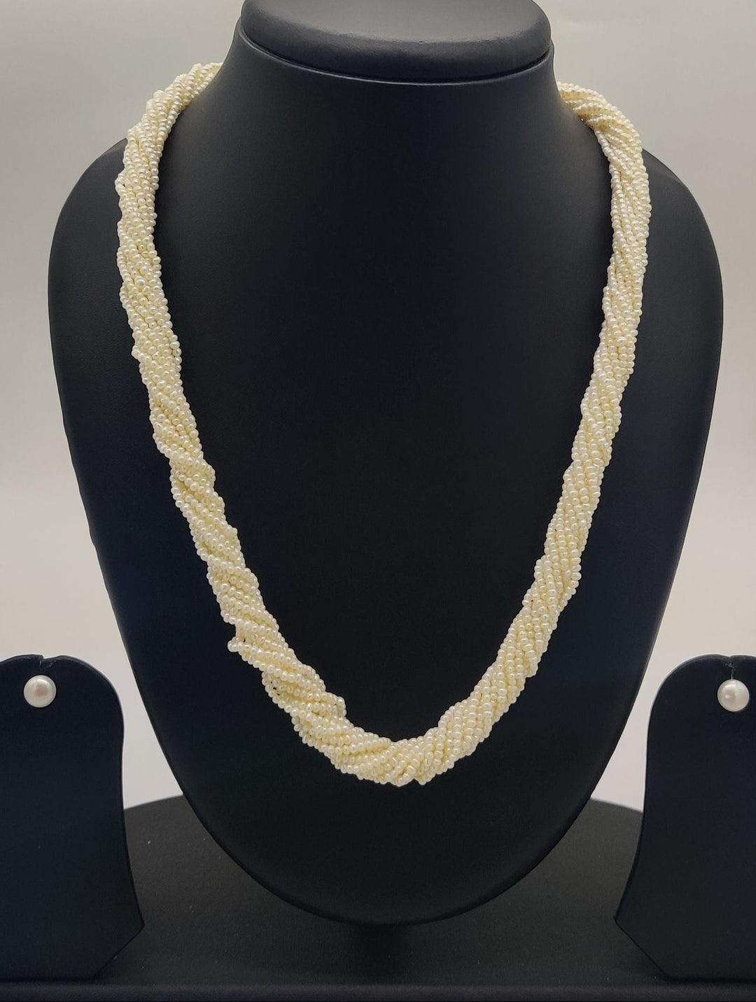 Snowlace Twist – Multi-Strand Rice Pearl Jewellery Set | SHOBITAM