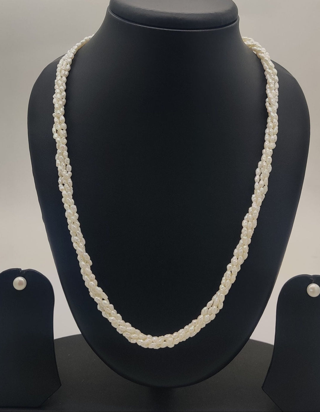 Multi-Strand Rice Freshwater Pearl Necklace & Earrings Set | SHOBITAM