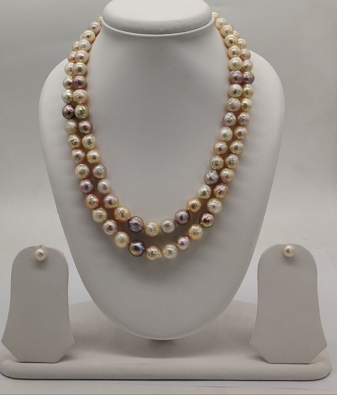 Two-Strand Baroque Freshwater Pearl Necklace & Earrings Set | SHOBITAM