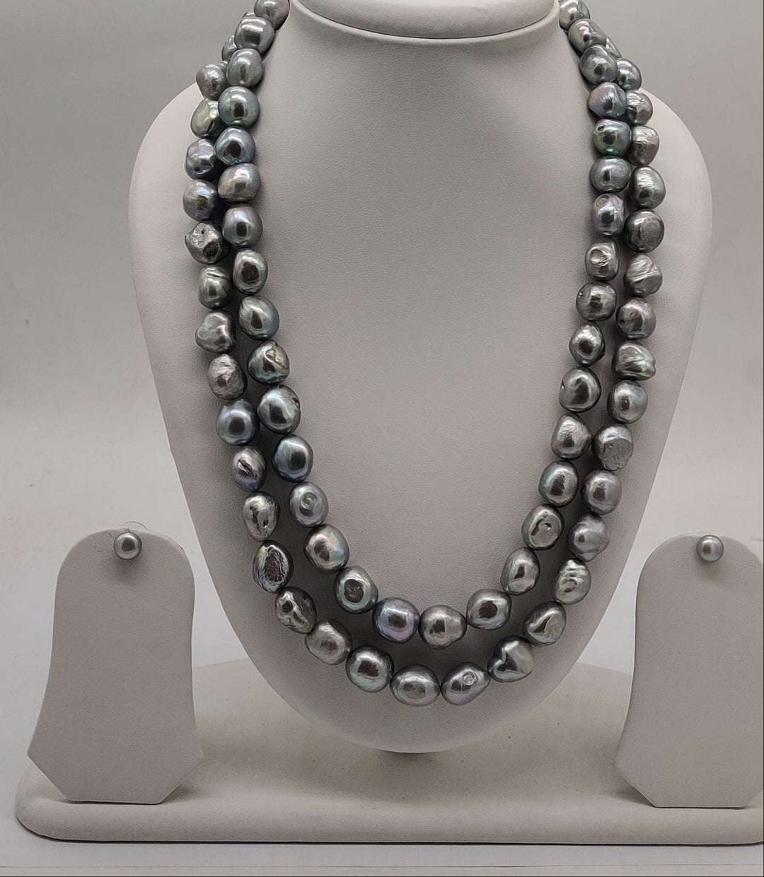 Two-Strand Freshwater Pearl Necklace & Earrings Set | SHOBITAM