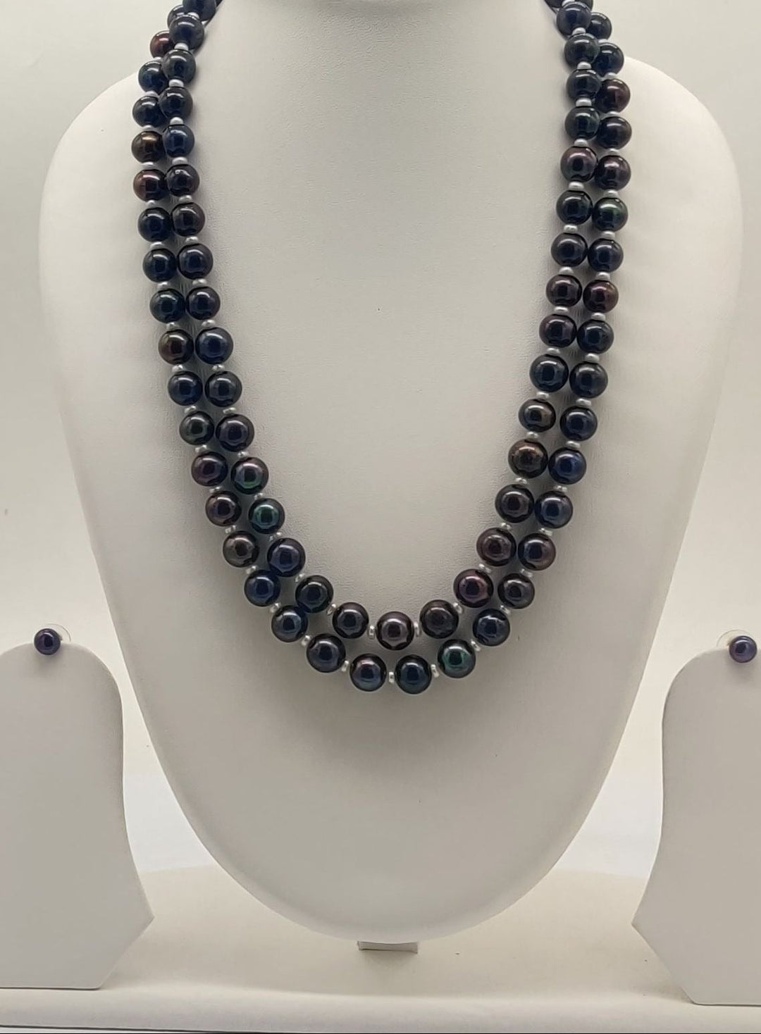 Double-Strand Freshwater Pearl Necklace & Earrings Set | SHOBITAM