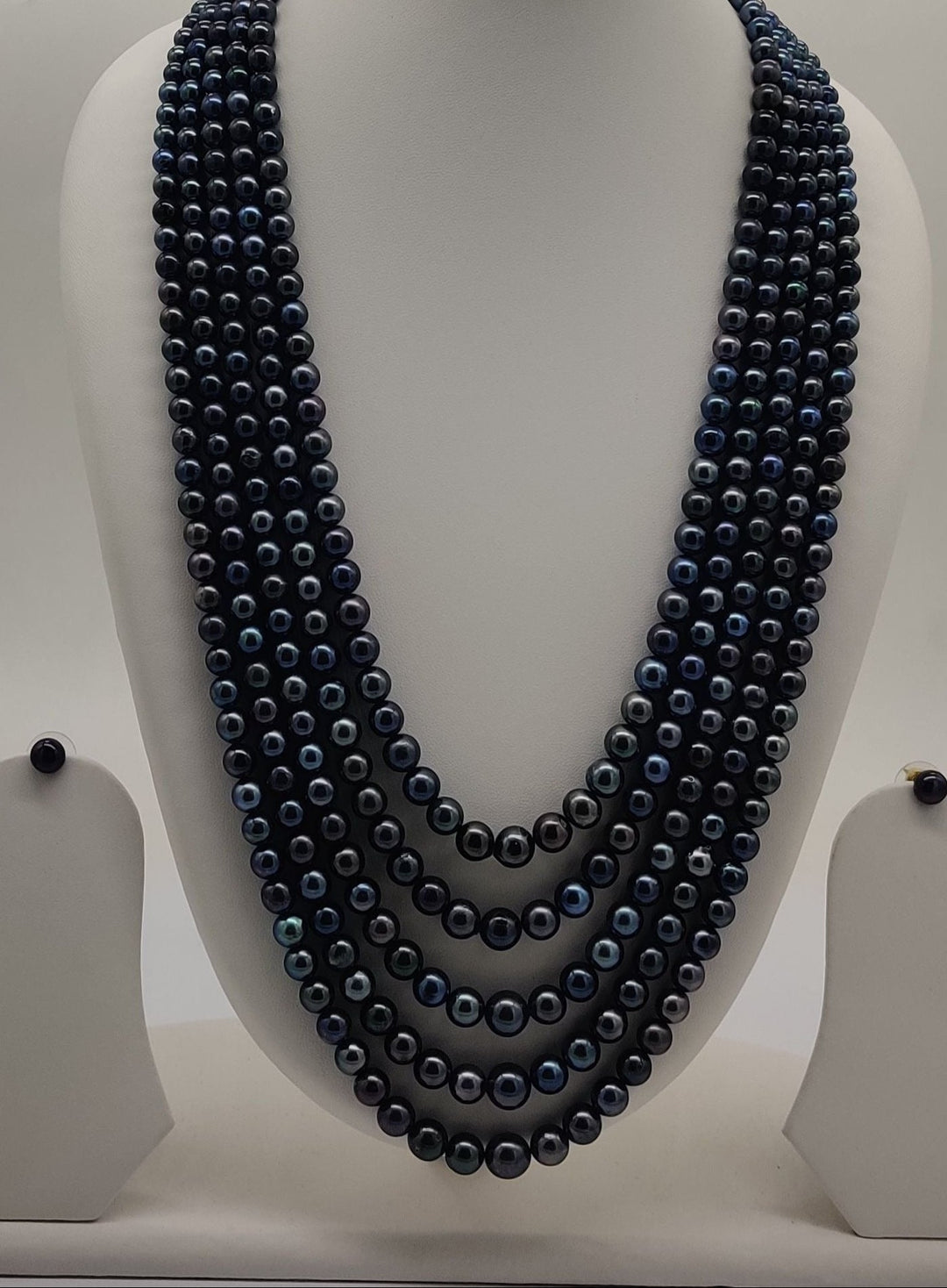 Five-Strand Freshwater Pearl Necklace & Earrings Set | SHOBITAM