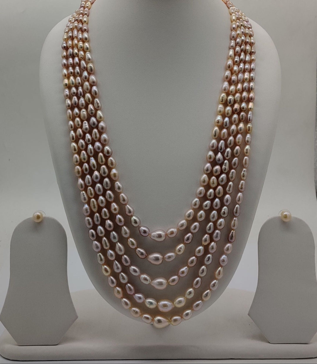 Five-Strand Freshwater Pearl Necklace & Earrings Set | SHOBITAM