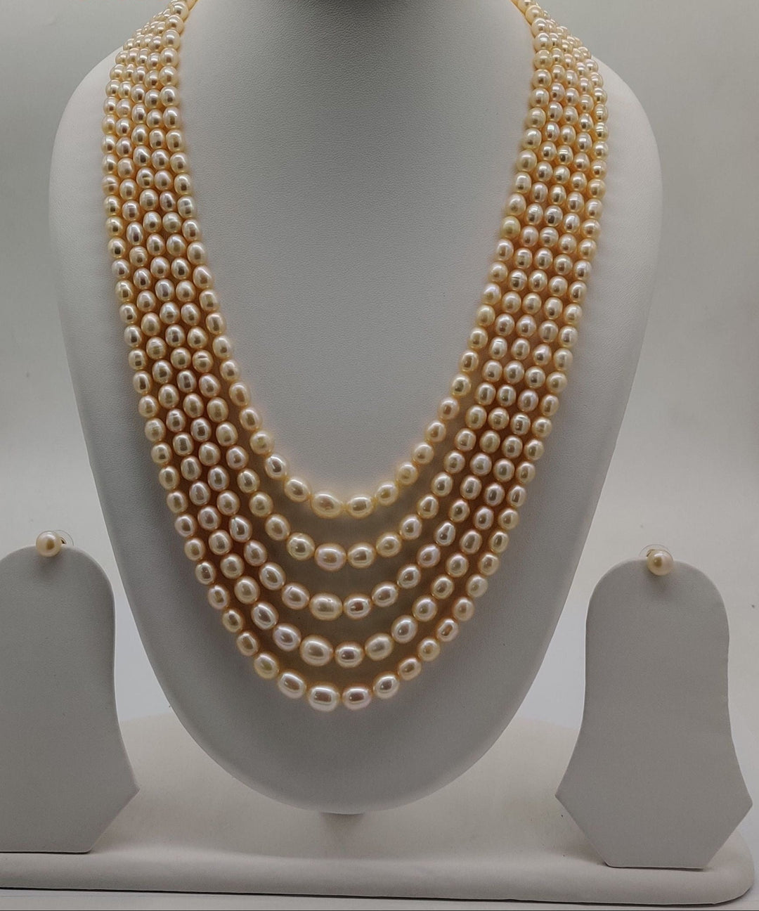 Peach Luxe Five-Strand Freshwater Pearl Necklace Set | SHOBITAM