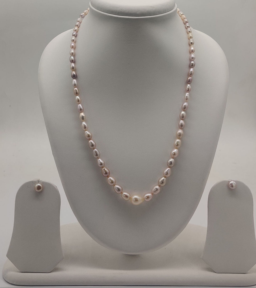 Long-Strand Graduated Freshwater Pearl Necklace & Earrings | SHOBITAM