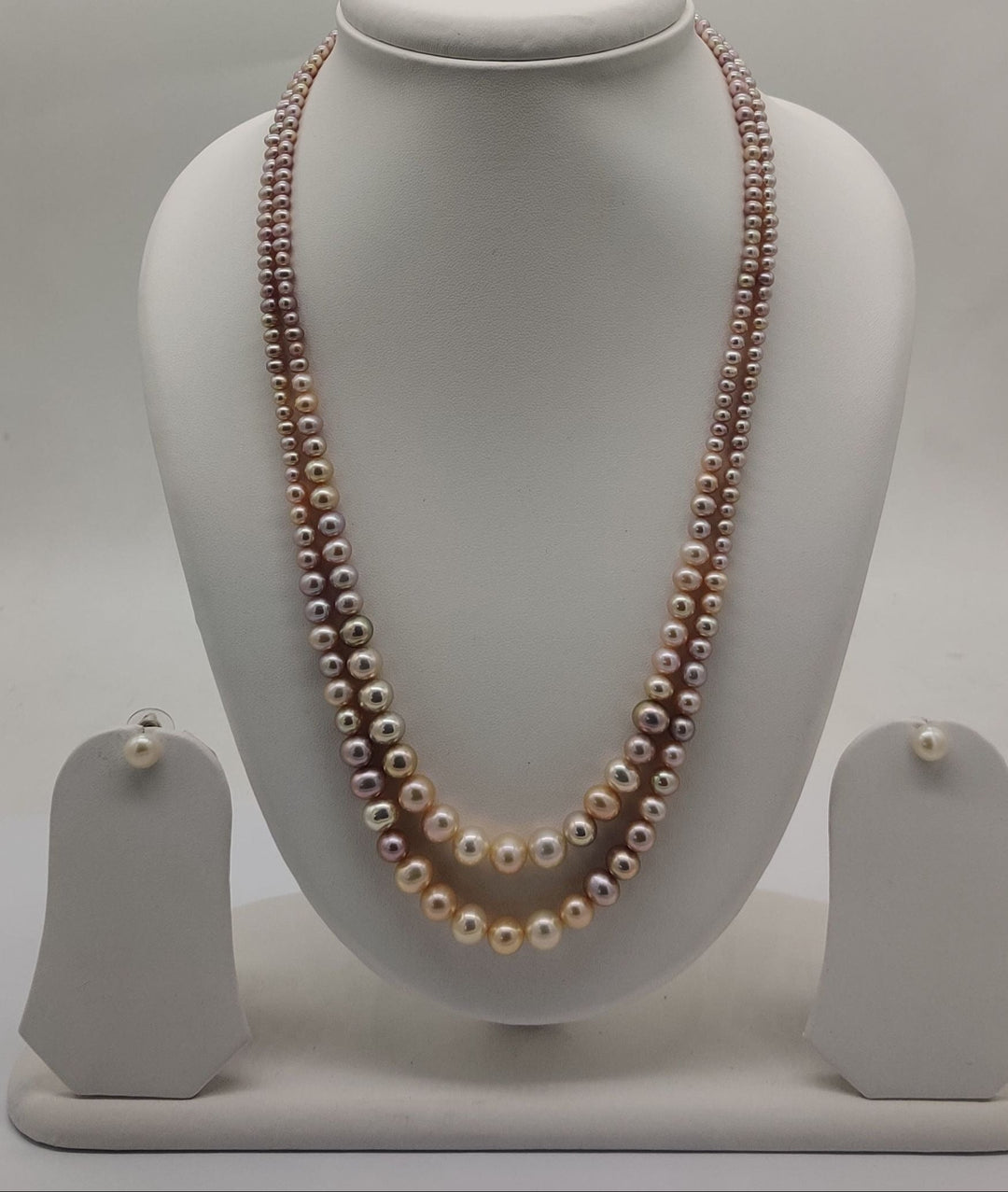 Two-Row Freshwater Pearl Necklace Set | SHOBITAM