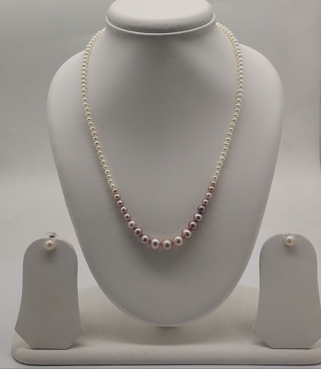Graduated Freshwater Pearl Necklace Set in Pink | SHOBITAM