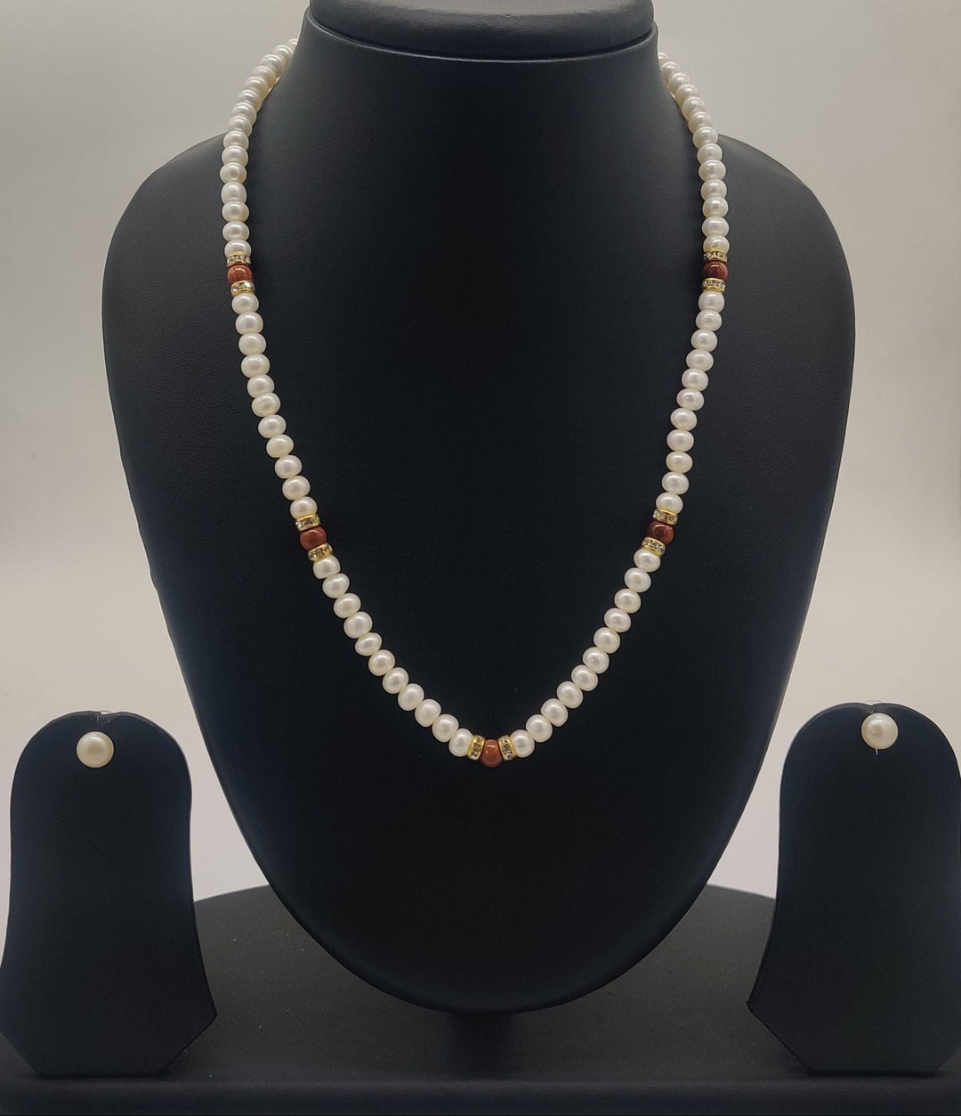 Freshwater Pearl Necklace Set with Autumn Accents | SHOBITAM