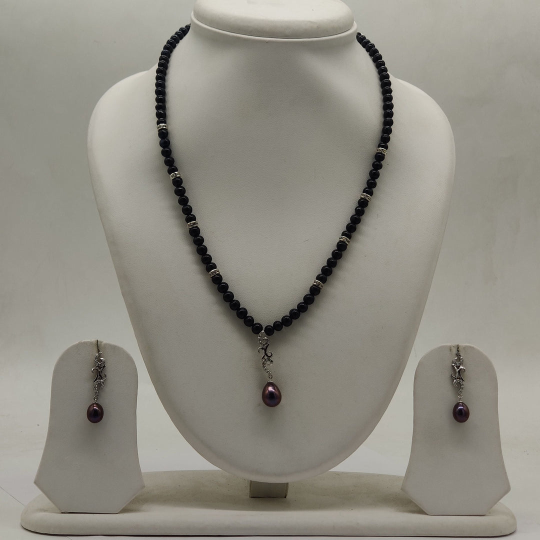 Golden Noir Freshwater Pearl Set One line Pendent Set | SHOBITAM