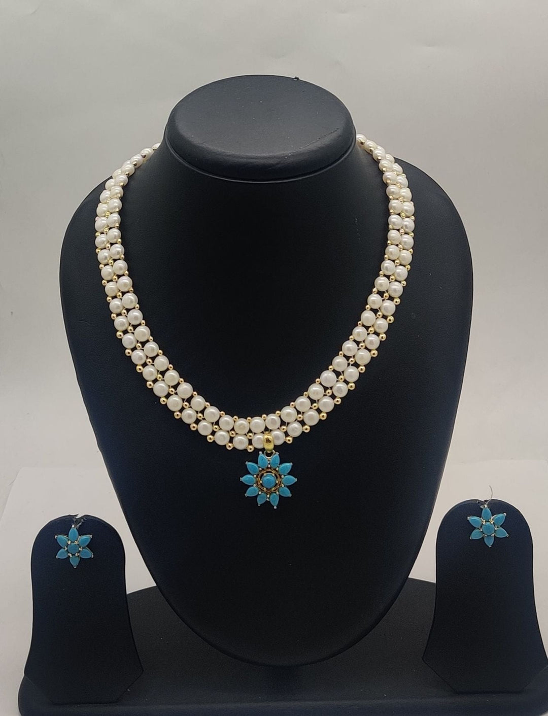 Turquoise Bloom Pearl Set | SHOBITAM