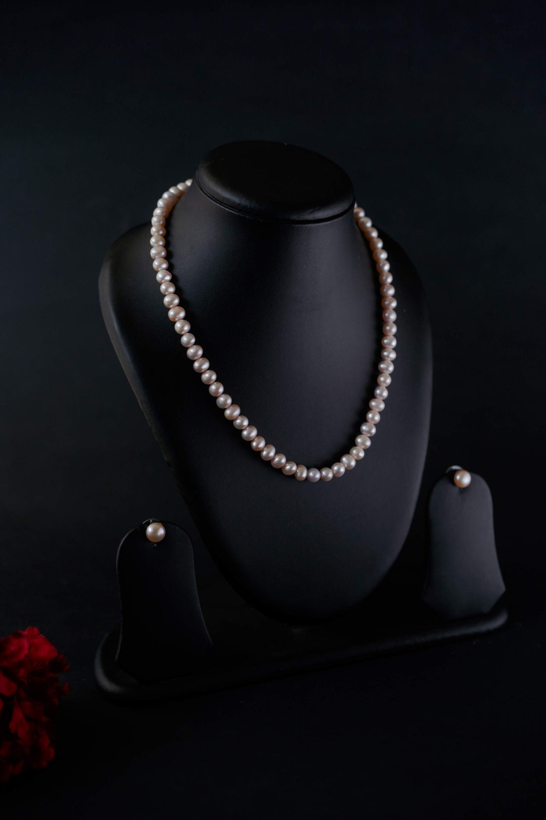 Classic Pink Freshwater Pearls Necklace Set | SHOBITAM