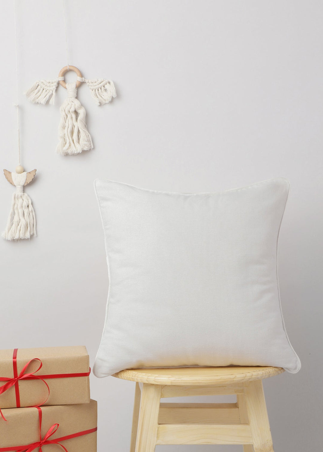 Solid Off White Plain Cushion Cover – 100% Cotton | SHOBITAM
