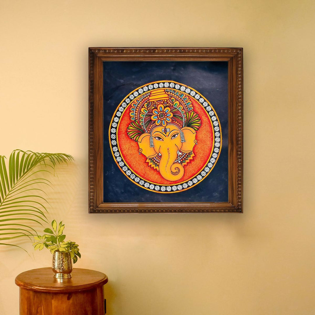 GANESHA KERALA MURAL PAINTING 15*15 | SHOBITAM
