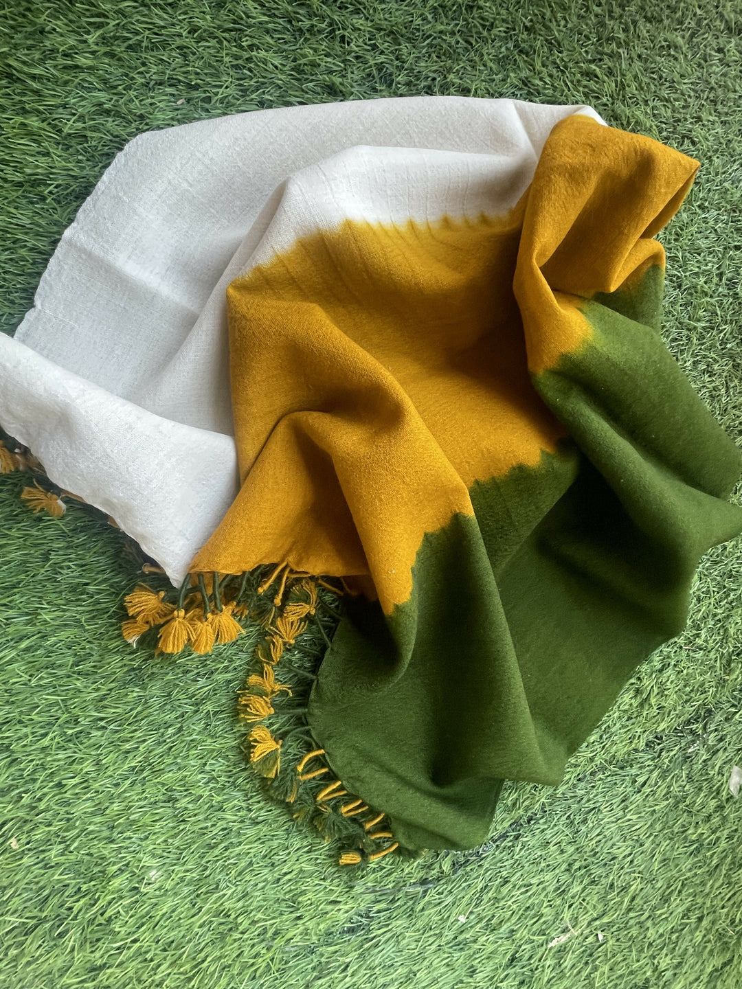 Color block Marino wool handcrafted stole  | SHOBITAM