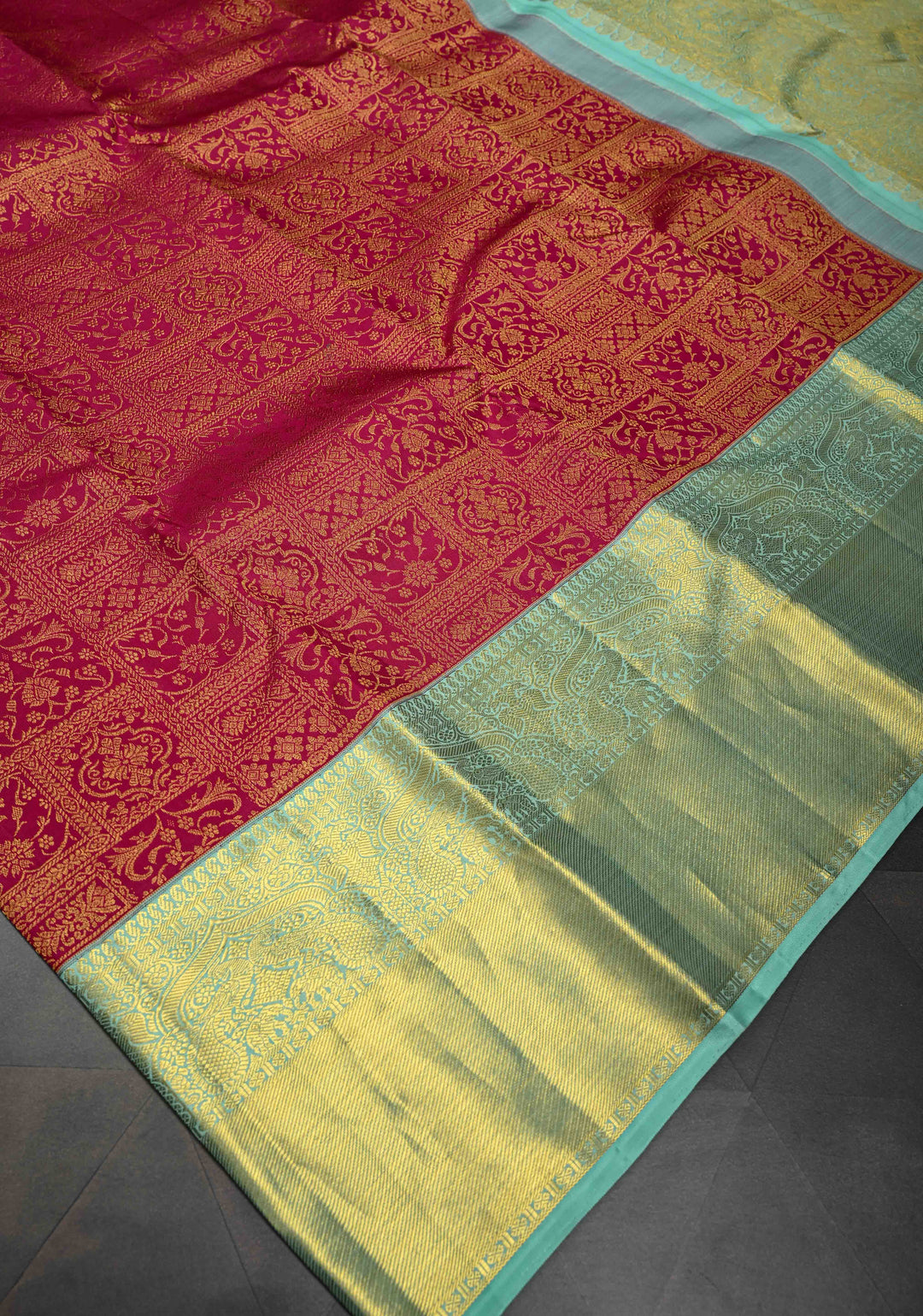 Reddish Pink  Kanjivaram Pure Silk Saree with Patola Zari Brocade and Contrast Zari Border | SILK MARK CERTIFIED