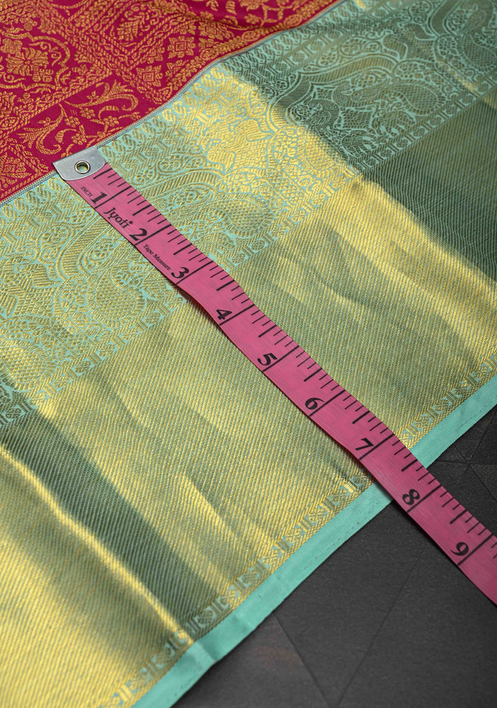 Reddish Pink  Kanjivaram Pure Silk Saree with Patola Zari Brocade and Contrast Zari Border | SILK MARK CERTIFIED