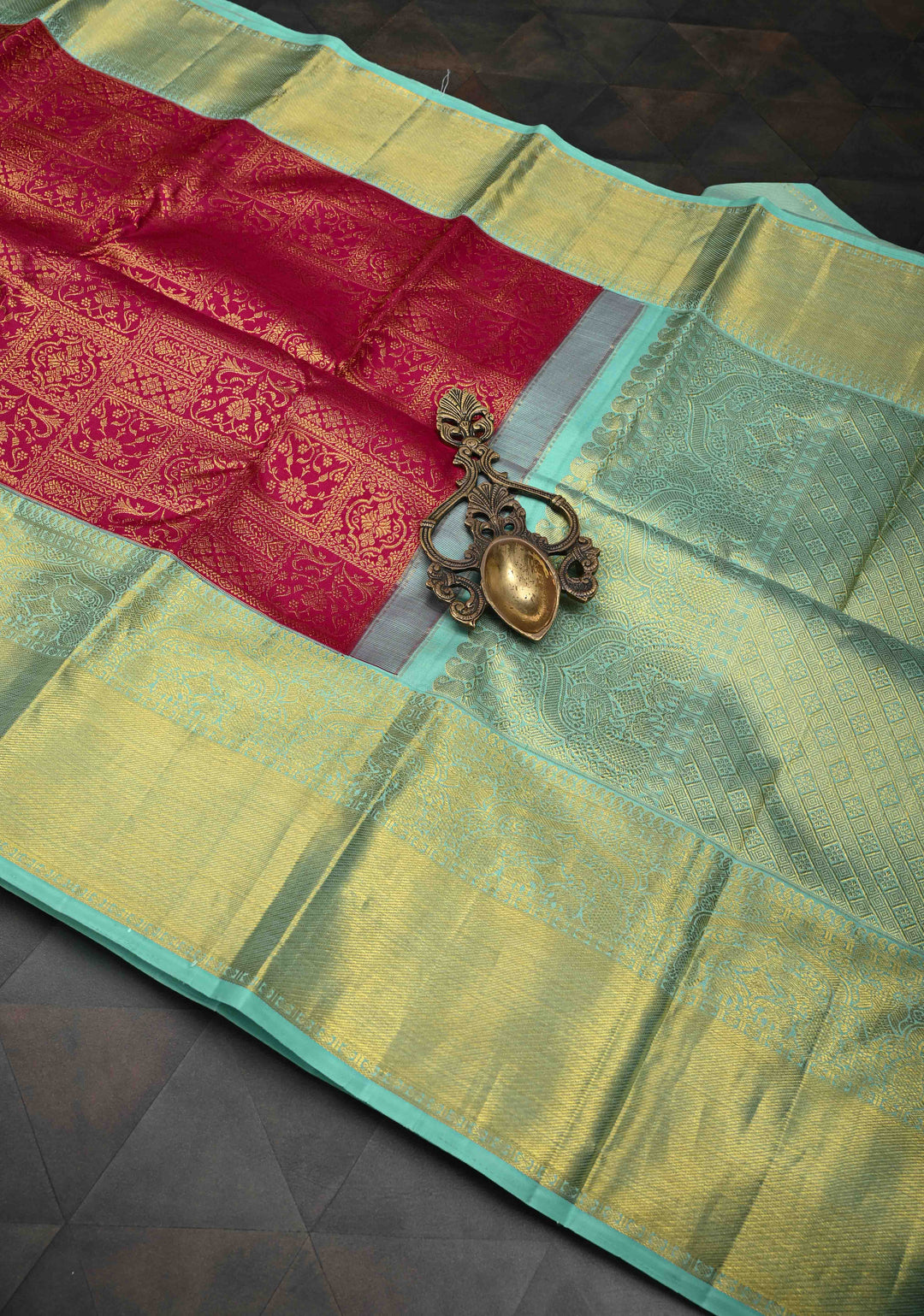 Reddish Pink  Kanjivaram Pure Silk Saree with Patola Zari Brocade and Contrast Zari Border | SILK MARK CERTIFIED