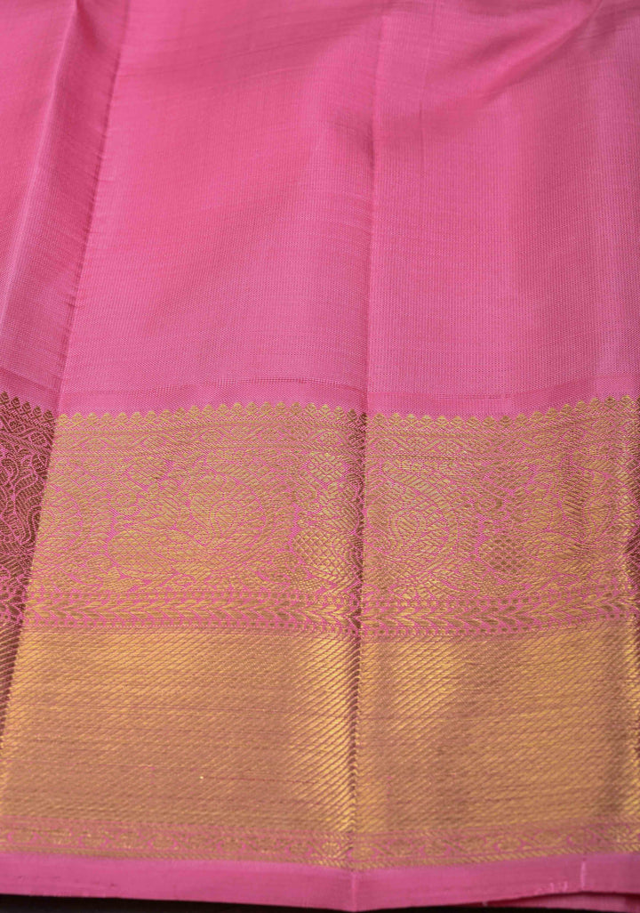 Purple Kanjivaram Pure Silk Saree with Peacock Buttas and Contrast Zari Border | SILK MARK CERTIFIED