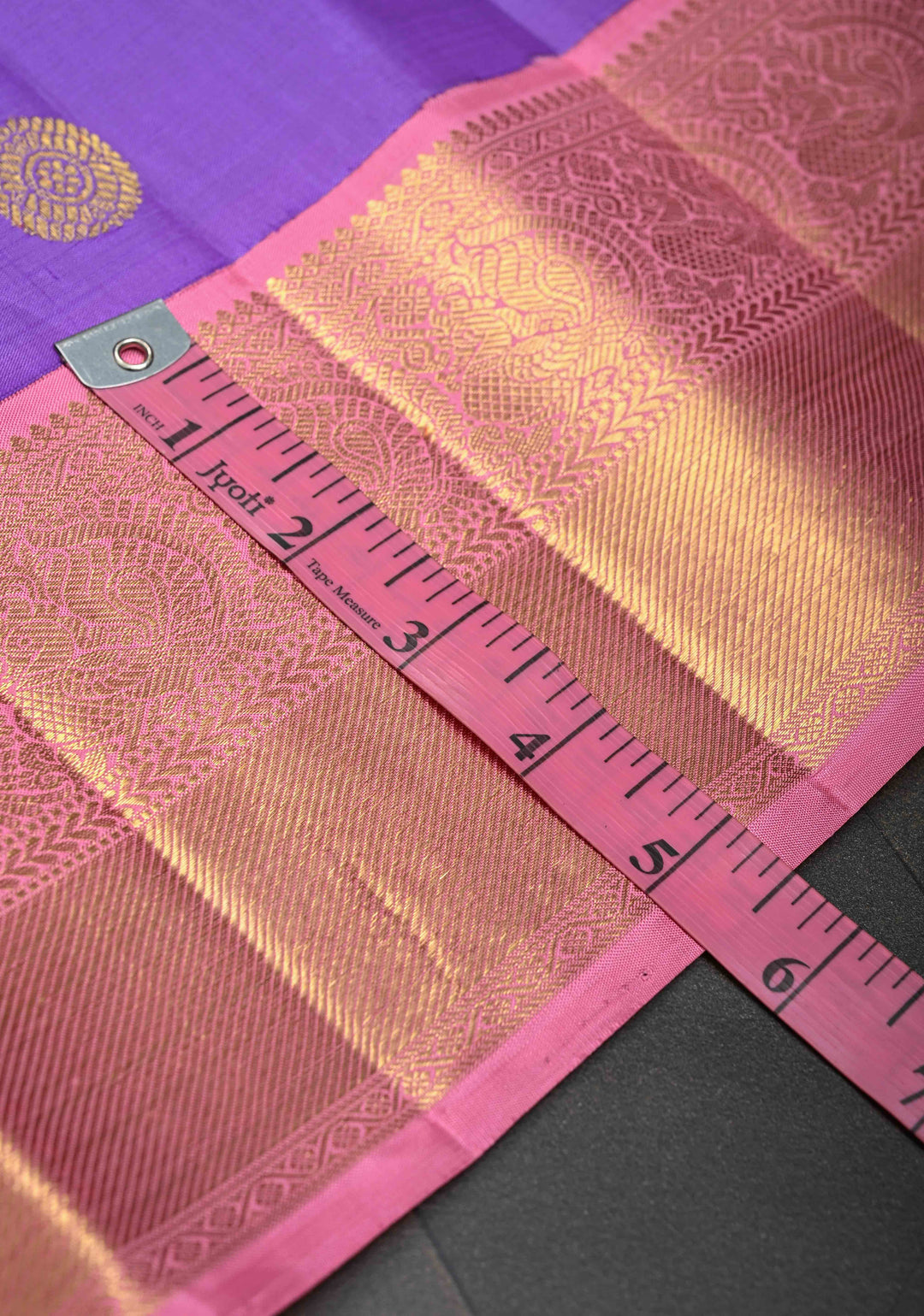 Purple Kanjivaram Pure Silk Saree with Peacock Buttas and Contrast Zari Border | SILK MARK CERTIFIED